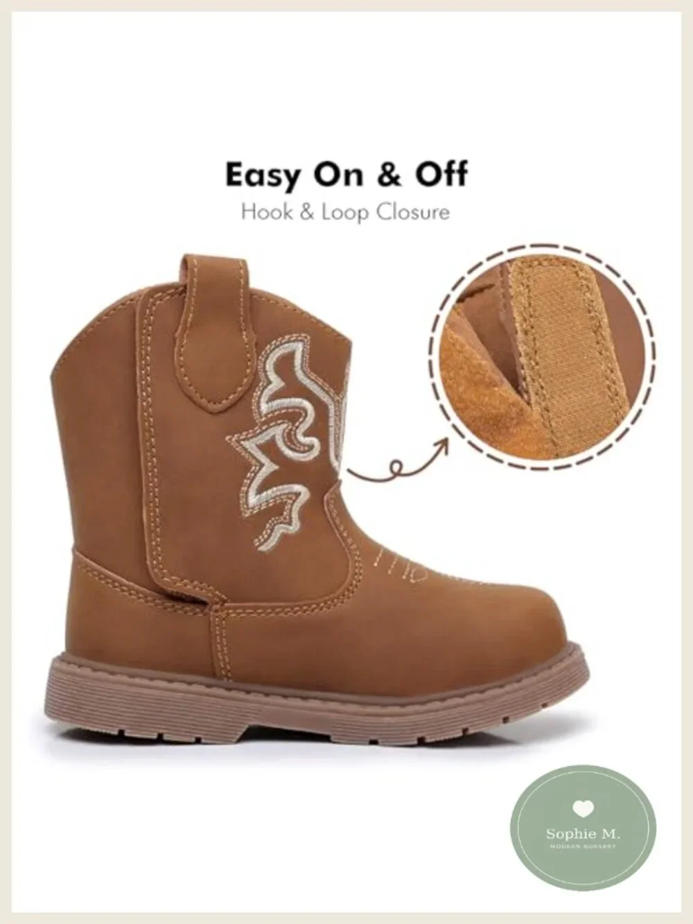 Toddler Cowboy Boots Boys Girls Western Boots Hook Loop Easy On Off Non Slip